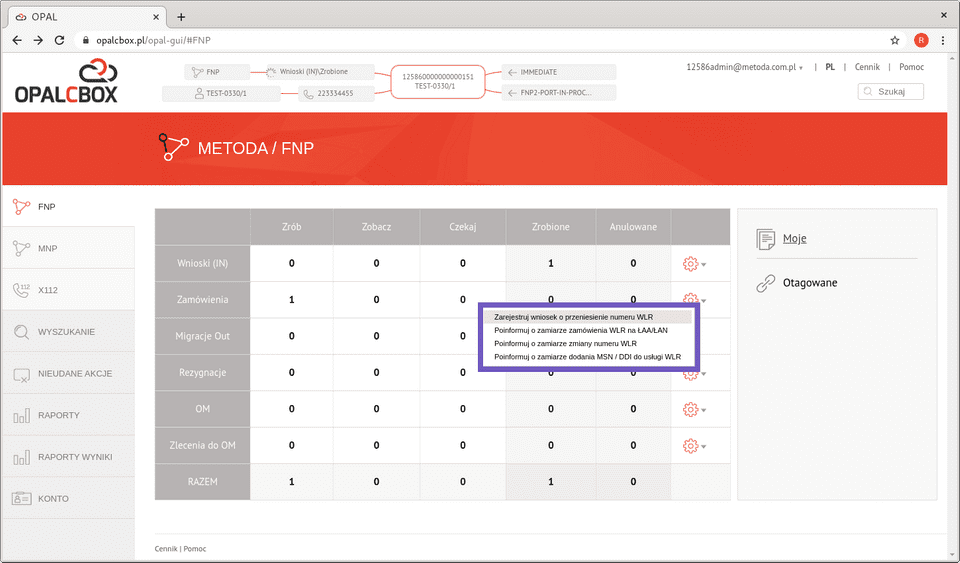 Uruchomienie procesu z dashboard